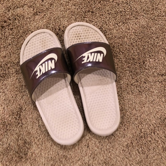 chrome nike slides